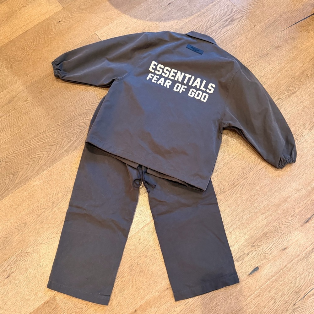 Essentials Fear of God Dark charcoal gray Logo Jacket and Pants Set